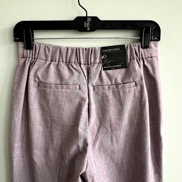 Banana Republic Factory Hayden Ankle Pant Burgundy Plaid 0 NWT - Picture 4 of 10